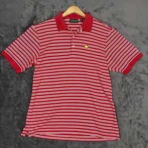 Masters Collection 100% Pima Cotton Red White Stripe Golf Polo Shirt Mens Large